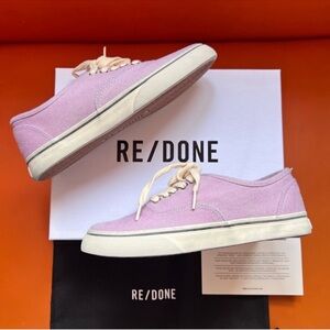 New! RE/DONE 70s Low Top Skate Canvas Sneakers Canvas in Faded Lilac